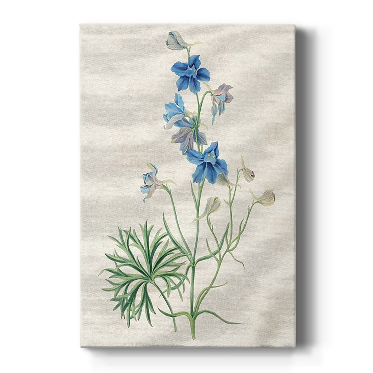 Blue Floral Botanical Canvas Art with Solid Wood Frame