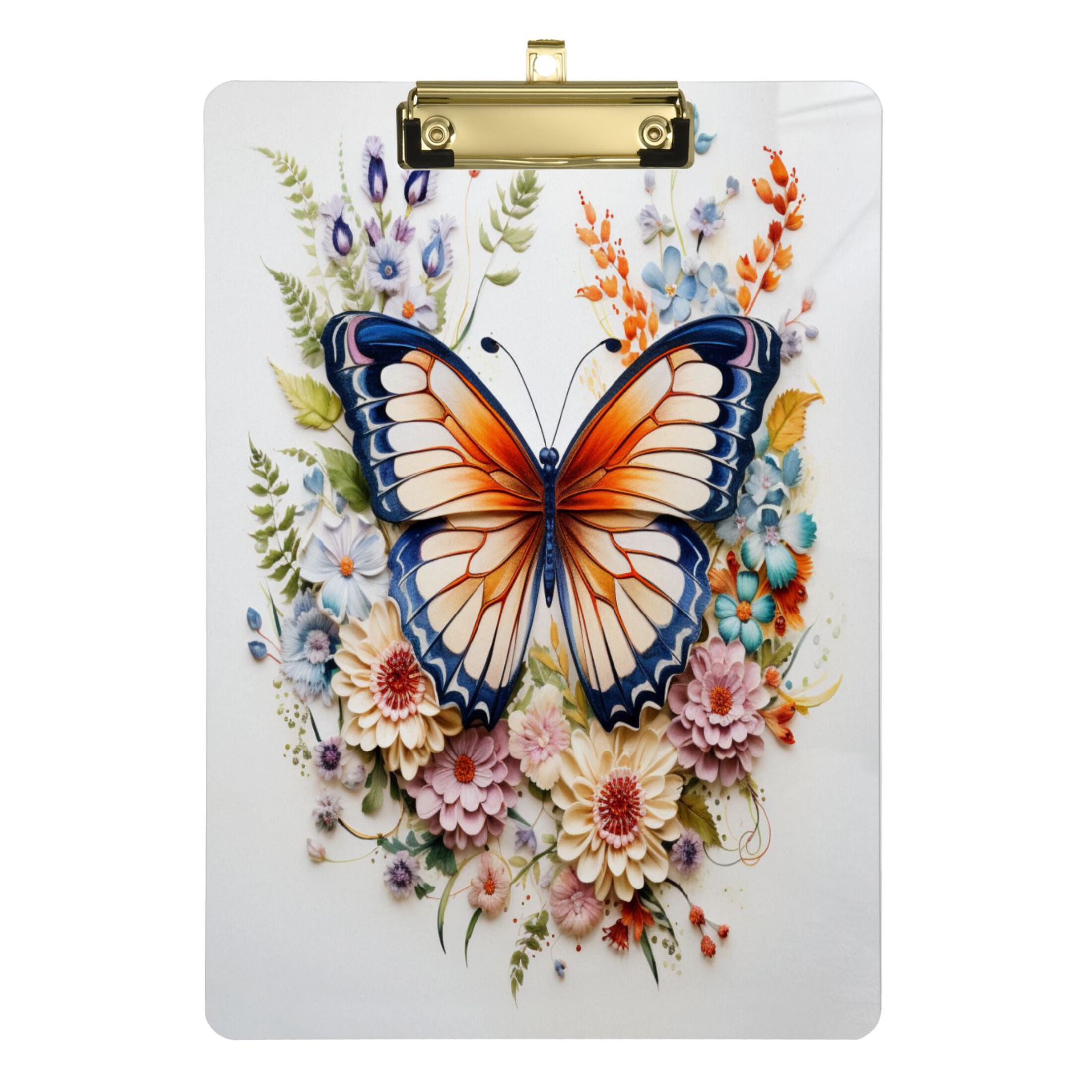Flowers on A Butterfly Acrylic Clipboards A4 Standard Letter Size