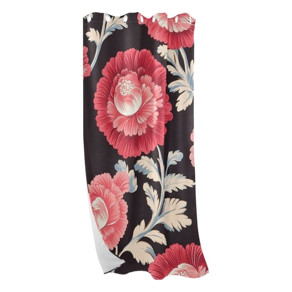 Flowers on Black Background Blackout Curtains for Living Room Bedroom 42W/52W x 84L Insulated Window Drapes 1 Panels