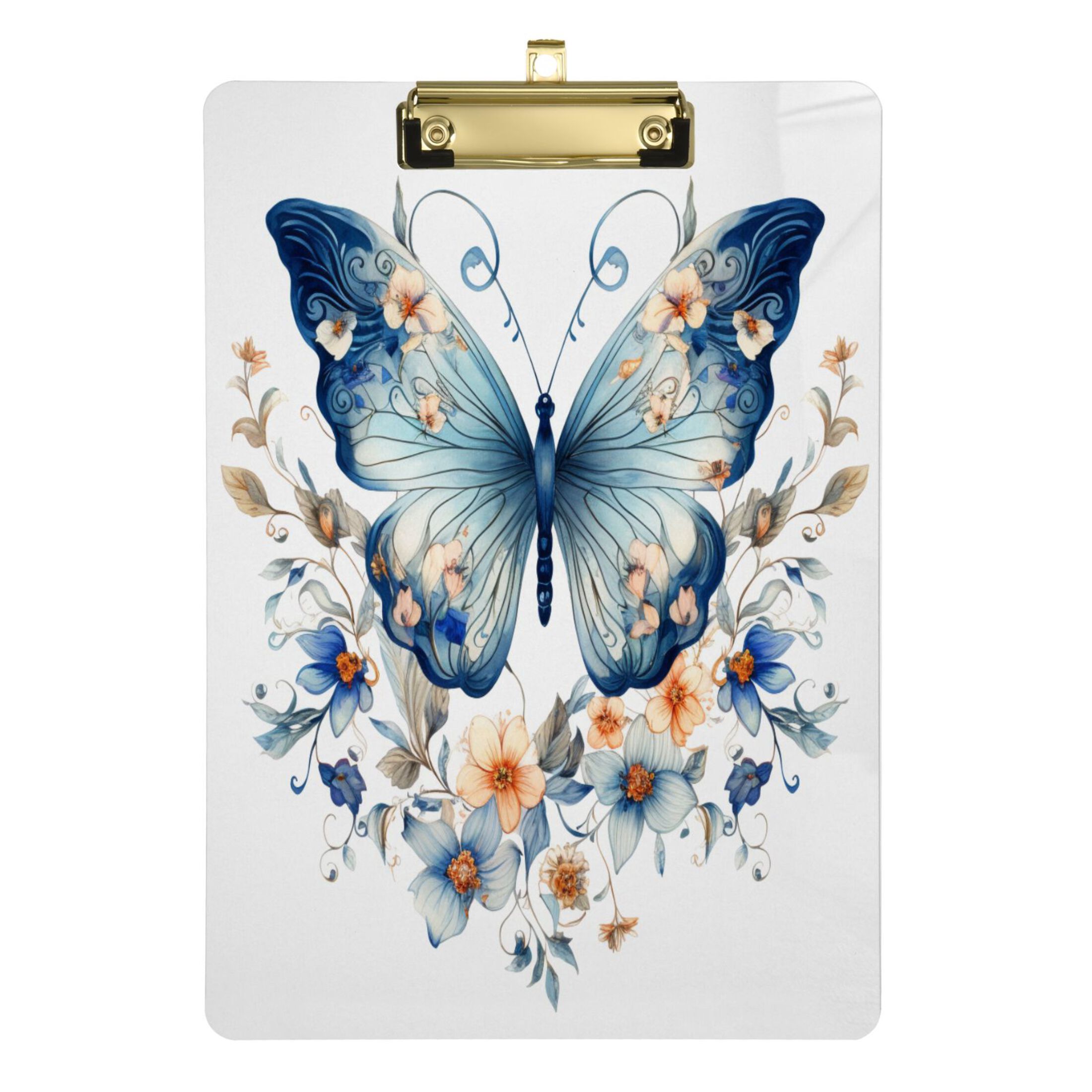 Flowers on Butterfly Acrylic Clipboards A4 Standard Letter Size
