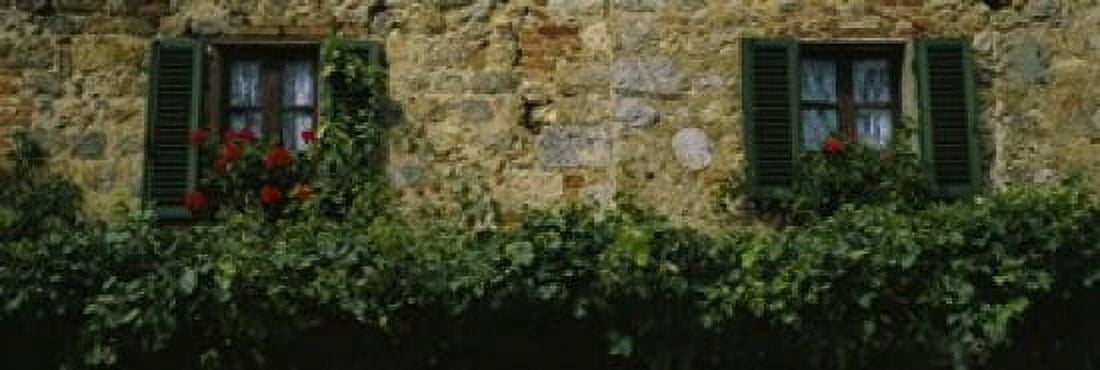 Flowers on a window Monteriggioni Tuscany Italy Canvas Art - Panoramic Images (18 x 6)