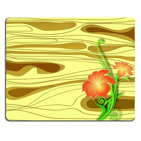 Flowers on a wooden board vector Mouse pads Gaming Mouse Pad 9.84x7.87 inches