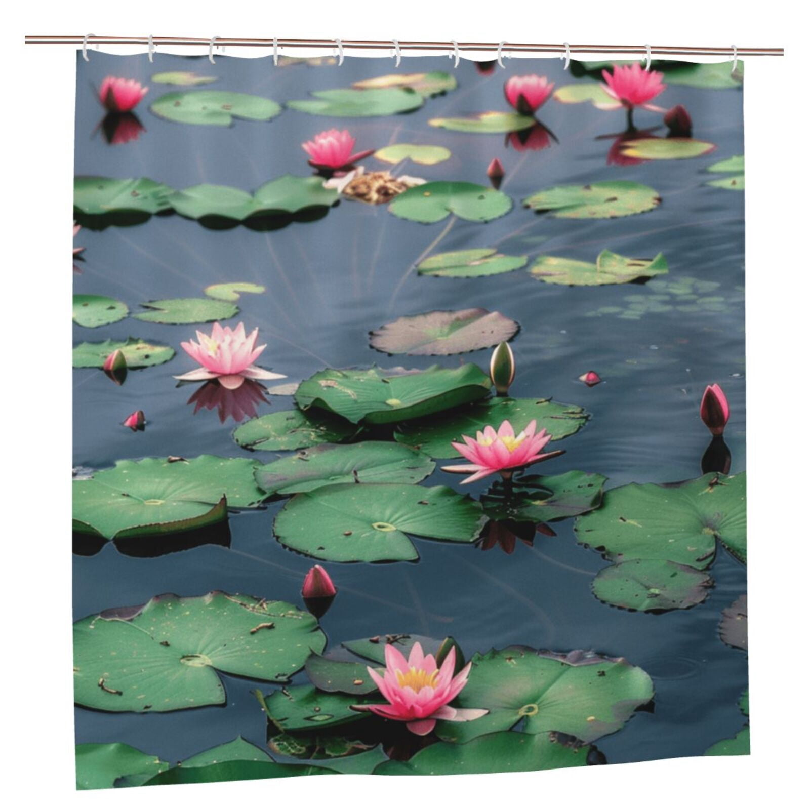 Flowers on the water Waterproof Fabric Shower Curtainoral Curtains for