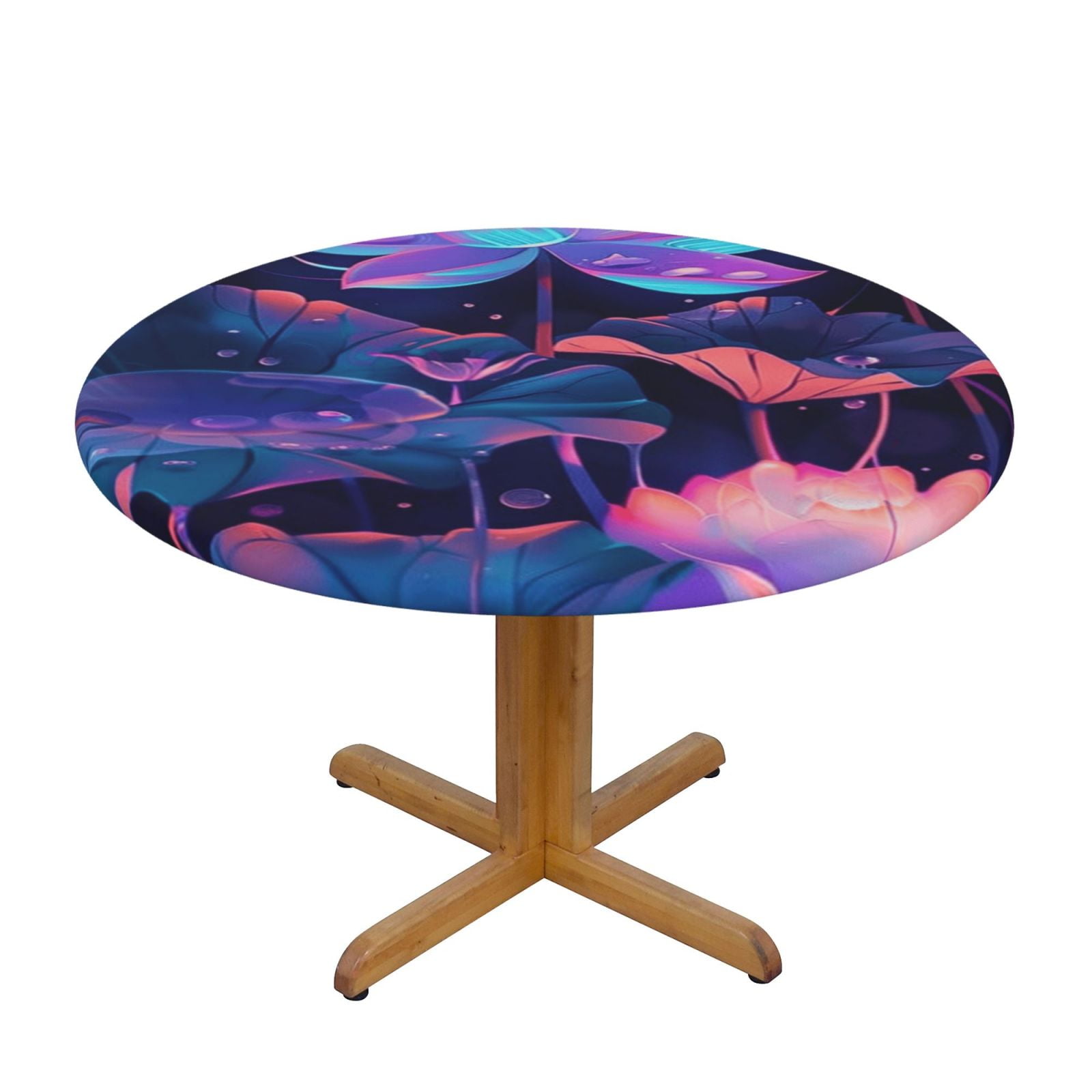 Flowers that glow in the dark Round Picnic Table Cloth, Elastic