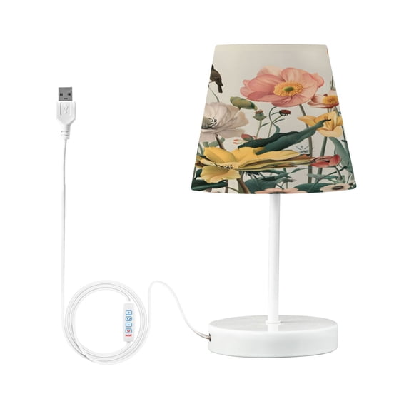 Flowers with Bird Desk Lamp LED Table Nightstand Lamps with 3 Color Temperatures for Home Bedroom Living Room Decor 6x11