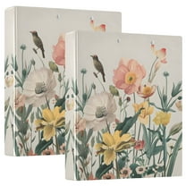 Flowers with Bird Hardcover 3 Ring Binder 1.5” Round Rings Binder Organizer Letter Size Paper Pockets School Office Supplies