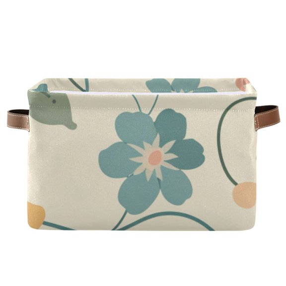 Flowers with Leaves Full Storage Bins Baskets With Handles Storage Box Clothes Organizer Organization Toys