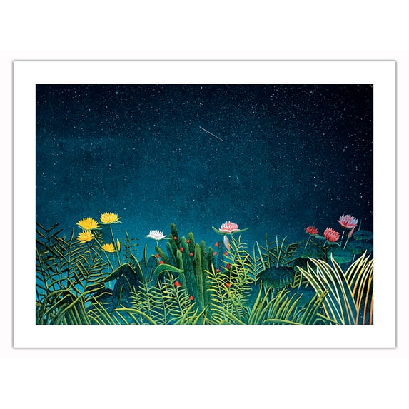 Flowers with Shooting Star - From an Original Color Painting by Henri Rousseau - Bamboo Fine Art 290gsm Paper Print (Unframed) 18x24in