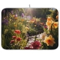 thumbnail image 1 of Flowers with Sun Dish Drying Mat Microfiber Kitchen Pad Large Counter Absorbent Dish Mats Drainer Rack 16"x18", 1 of 7