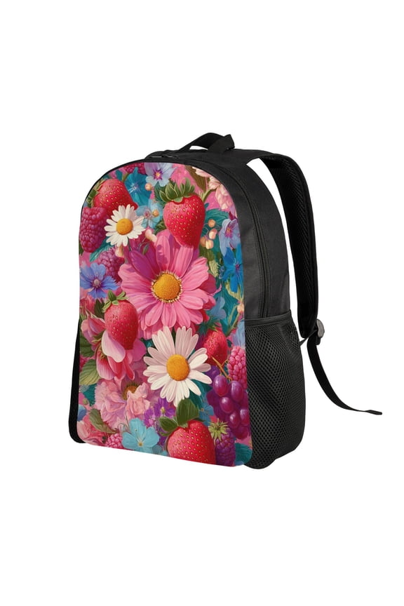 FlowersStrawberryBerriesDaisy Backpack Double Shoulder Backpack Durable, Spacious, Ergonomic Design for Travel, Work & Outdoor Use