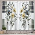 thumbnail image 1 of Flowery Kitchen Curtains, Nostalgia Colors Blooming Peony Floral Huddle with Leaves Plaid Details, Window Drapes 2 Panel Set for Kitchen Cafe Decor, 55" x 39", Grey Teal Pale Mustard, 1 of 4