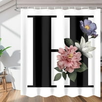 Flowery Letters H Shower Curtain Fabric Shower Curtain Set with 12 Hooks Water-Proof 72 * 72 Inches for Bathroom Beach Caravan Hotel