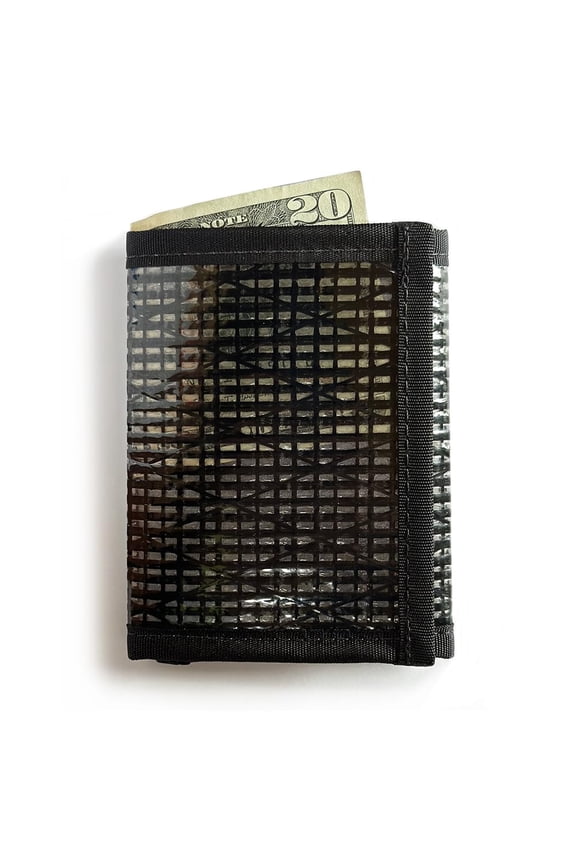 Recycled Sailcloth Trifold Minimalist Wallet for Men/Women - Durable Slim Wallet & Trifold Wallets Made in USA (Black) Y101