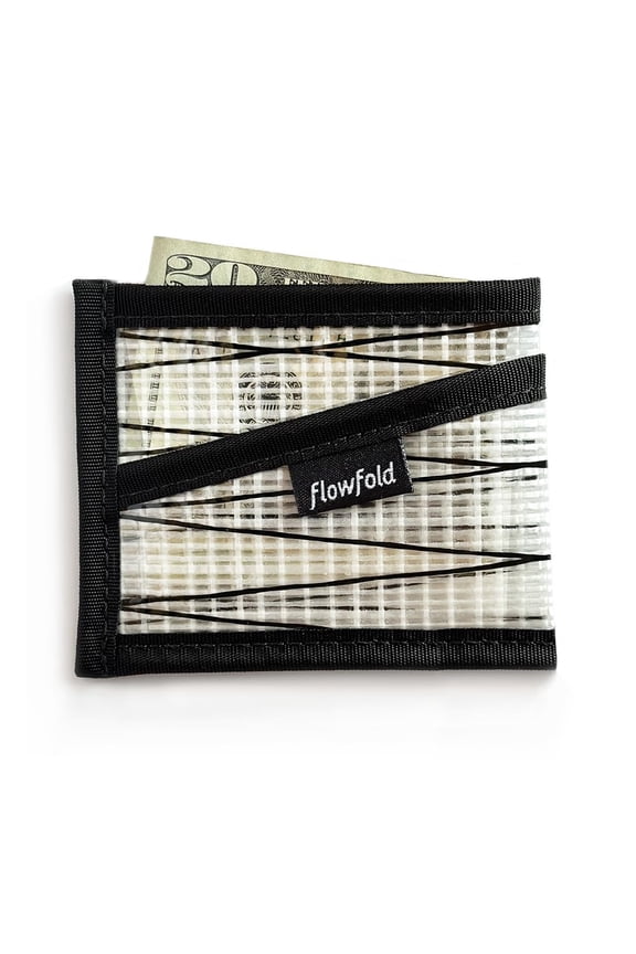 Recycled Sailcloth Wallets - 3 Pocket Card Holder Wallet, Front Pocket Wallet, Slim Card Holder Wallet Made in USA (White Sailcloth) Y101