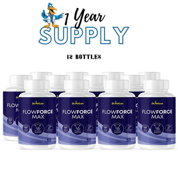 Flowforce Max- Prostate Support- 12 Bottles- 720 Capsules- Dr. Pelican