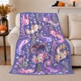 thumbnail image 1 of Flowing Axolotls Among Jeweled Plants And Bubbles, Soft Flannel Blanket with Ornamental Fantasy Illustration Print, Housewarming Gift and Home Decor for Bedroom and Living Room, 1 of 7