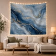 thumbnail image 1 of Flowing Blue and Gold Marble Texture on Cream Background, Serene Abstract for Art Lovers, Swirling Stone Decor, Housewarming Gift, Tapestry Wall Hanging for Bedroom and Living Room, 1 of 7