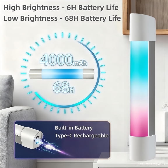 Flowing-Colored Camping Light Atmosphere/Mood/Ambient Light RGB Lantern Party Lights Rechargeable 4000mAh Battery with 2 Magnets Endurance for 68 Hours for Hiking/Outdoor/Indoor