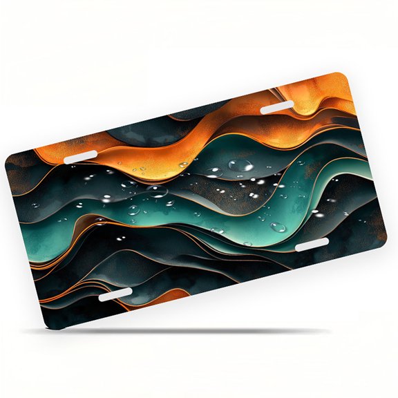 Flowing Colorful Ribbons Funny Personalized License Plate Rust-proof Stainless Steel Metal License Plate Suitable For Men And Women 12.2" x 6.2"