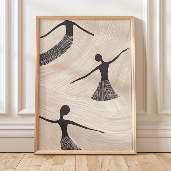 Flowing Dancing Figures Minimalist Neutral Tone Print, Modern Abstract Wall Art For Contemporary Wall Art, Modern Wall Decor, 8x12 UNFRAMED