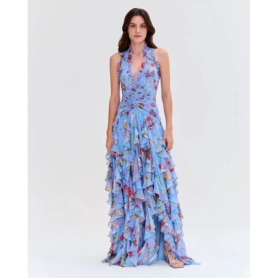 Flowing Floral Ruffled Maxi Dress