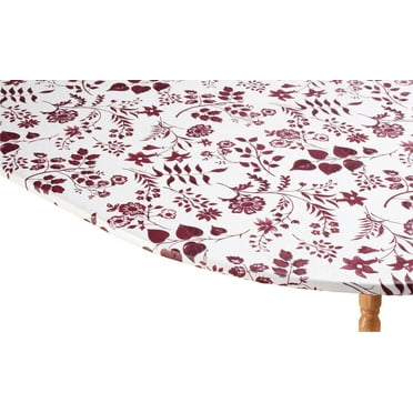 Flowing Flowers Vinyl Elasticized Table Cover by HSK 45" - 56" dia. Round