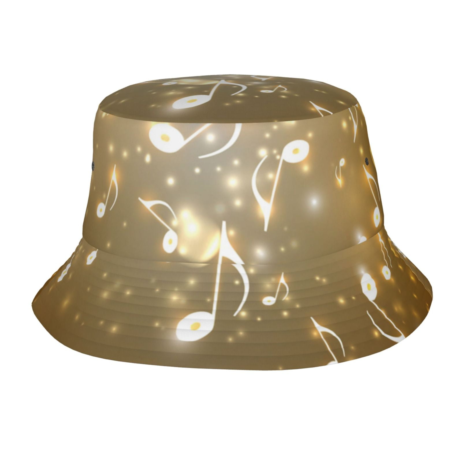 Flowing Golden Music Notes Bucket Hat, Packable Fisherman Sun Cap ...