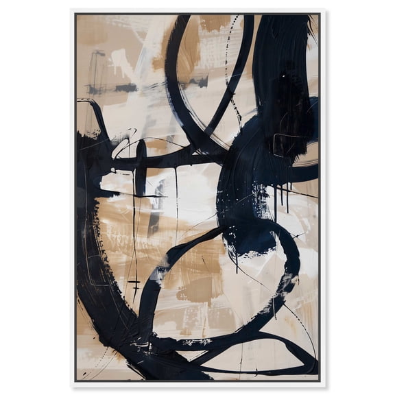 Flowing II Abstract Shapes Wall Art Canvas Wall Art by Art Remedy, White Floater Frame, 37" x 55"