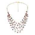 thumbnail image 1 of Flowing Layers of Red Synthetic Coral and Crystal on Silk Thread Necklace, 1 of 4