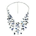 thumbnail image 1 of Flowing Layers of Simulated Blue Lapis-Lazuli Crystal on Silk Thread Necklace, 1 of 4
