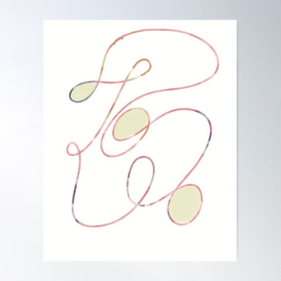 Flowing Lines With Soft Ellipses Poster Wall Art, Modern Wall Decor For Living Room Bedroom, 24x36 UNFRAMED