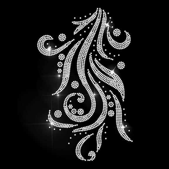 Flowing Pattern Rhinestone Iron on Hotfix Transfer Intricate Pattern Heat Transfer Sticker Curved Design Bling Clothing Decoration AppliqueDIY