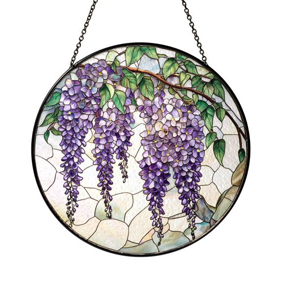 Flowing Purple Garden Flower Stained Glass Window Art Suncatcher