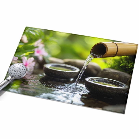 Flowing Water Zen Stones Entryway Rug 2x3ft Washable Non Slip Bathroom Rug Low Pile Indoor Floor Front Door Mat Modern Country Abstract Art Rectangle Area Rugs Carpet for Kitchen Office Dining Room