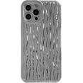 thumbnail image 1 of Flowing Wave Design Phone Case Compatible with iPhone 12 Pro Glitter Striped Luxury Faux Finish Tin Foil Full Camera Lens Protective Shockproof Back 12pro 6.1 inch Cover,Silver, 1 of 10
