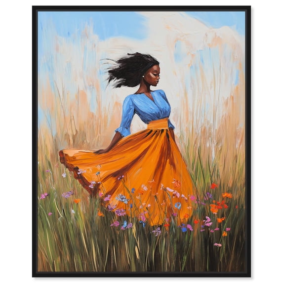 Flowing in Orange Canvas Glam Art by Art Remedy, Black Frame, 36" x 45"