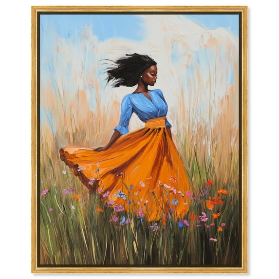 Flowing in Orange Canvas Glam Art by Art Remedy, Gold Frame, 24" x 30"