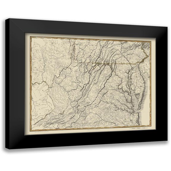 Flowman 14x12 Black Modern Framed Museum Art Print Titled - Virginia - Flowman 1814