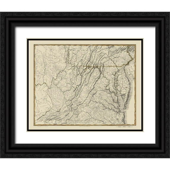 Flowman 14x12 Black Ornate Wood Framed with Double Matting Museum Art Print Titled - Virginia - Flowman 1814