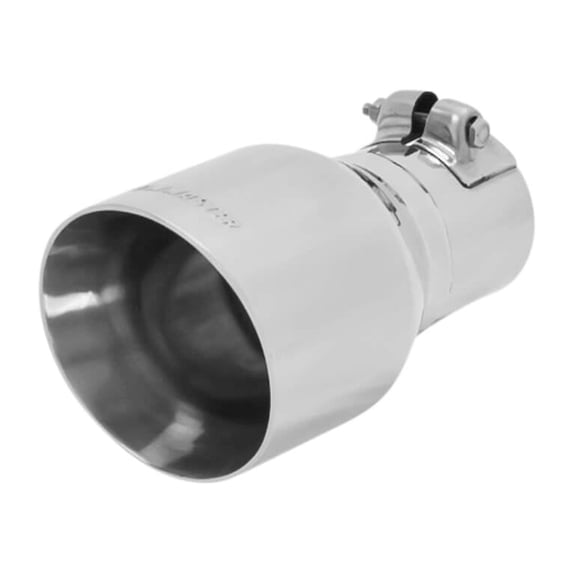 Flowmaster 15396 Exhaust Tip - 4.00 in. Angle Cut Polished SS Fits 2.50 in. Tubing - Clamp on