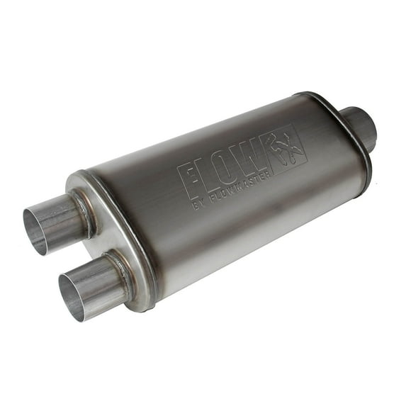Flowmaster 72587 FlowFX Muffler 3.5" Center Inlet/2.5" Dual Outlet - Moderate Sound 409 Stainless Steel