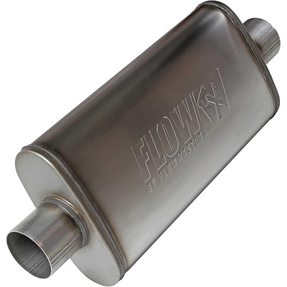 Flowmaster Flow FX Muffler 71249, 3.00" Center In/3.00" Center Out, Moderate Sound, 409 Stainless Steel, Universal for Trucks, Muscle Cars & Daily Drivers