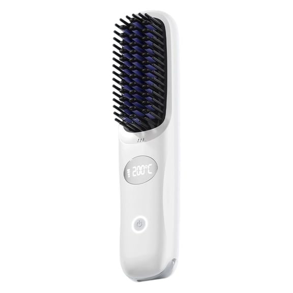 Flown Go Brush for Short Hair Portable Ceramic Flat Iron Comb, 5 Temp Settings