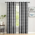 thumbnail image 1 of Flowpartex 2 Panels Buffalo Check Semi Sheer Curtains Black and White Plaid Textured Grommet Drapes for Farmhouse Living Room Bedroom, 40"Wx84"L, 1 of 7
