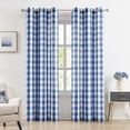 thumbnail image 1 of Flowpartex 2 Pieces Buffalo Check Semi Sheer Curtain Panels Blue and White Plaid Textured Curtains Drapery, 40"Wx95"L Farmhouse Grommet Top Window Drapes for Living Room Bedroom, 1 of 6