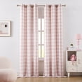 thumbnail image 1 of Flowpartex 2 Pieces Buffalo Check Semi Sheer Curtain Panels Pink and White Plaid Textured Curtains Drapery, 40"Wx84"L Farmhouse Grommet Top Window Drapes for Living Room Bedroom, 1 of 7
