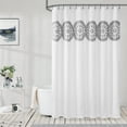 thumbnail image 1 of Flowpartex Black White Waterproof Floral Embroidered Buttonholes Shower Curtain Elegant Rustic Bathroom Decor, 70x72 inches, 1 of 6
