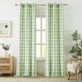 thumbnail image 1 of Flowpartex Buffalo Check Semi Sheer Curtain Panels Green and White Plaid Textured Curtains Drapery, Farmhouse Grommet Window Drapes for Living Room Bedroom, 40"Wx63"L 2 Pieces, 1 of 6