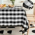 thumbnail image 1 of Flowpartex Buffalo Plaid Table Cloth for Rectangle Tables with Tassel Black and White Rustic Linen Textured Farmhouse Table Cover for Christmas Kitchen Dining Tabletop Decoration,84"Lx60"W, 1 of 5