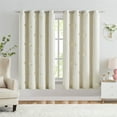 thumbnail image 1 of Flowpartex Butterfly Blackout Curtains 2 Panels for Nursery Kids Bedroom Gold Metallic Floral Print Beige/Ivory Grommet Top Window Drapes, 54"L×52"W, 1 of 5